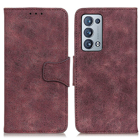 Funda de Cuero Cartera con Soporte Carcasa M03L para Oppo Reno6 Pro 5G Morado