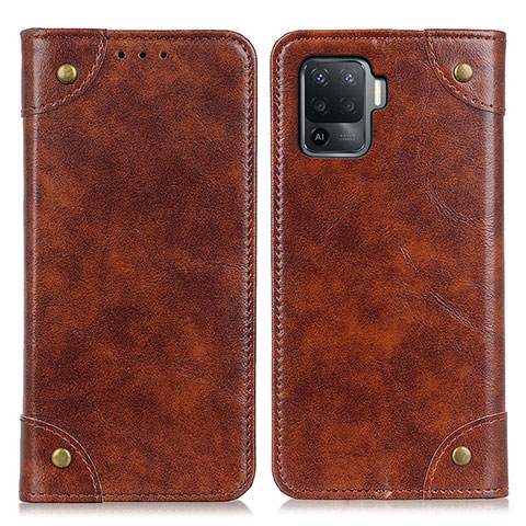 Funda de Cuero Cartera con Soporte Carcasa M04L para Oppo A94 4G Marron