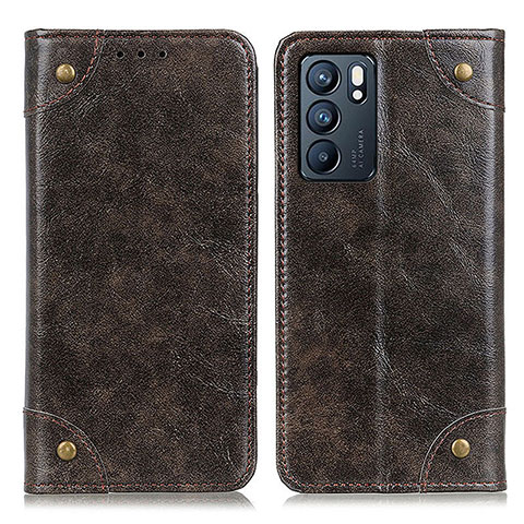 Funda de Cuero Cartera con Soporte Carcasa M04L para Oppo Reno6 5G Bronze