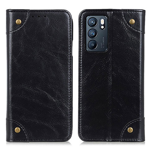 Funda de Cuero Cartera con Soporte Carcasa M04L para Oppo Reno6 5G Negro