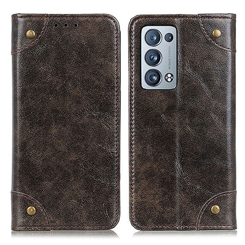 Funda de Cuero Cartera con Soporte Carcasa M04L para Oppo Reno6 Pro 5G Bronze