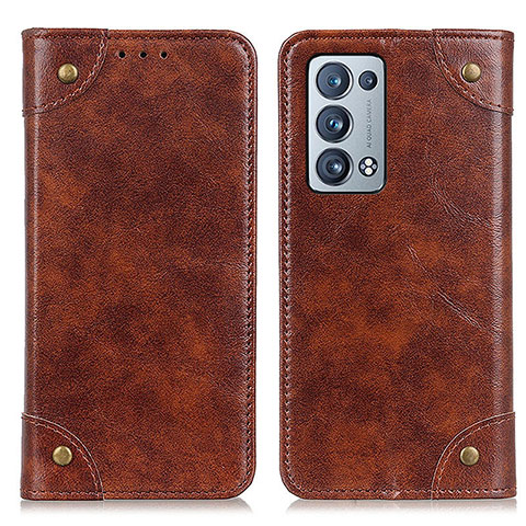 Funda de Cuero Cartera con Soporte Carcasa M04L para Oppo Reno6 Pro 5G Marron