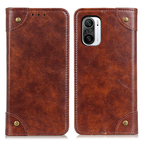 Funda de Cuero Cartera con Soporte Carcasa M04L para Xiaomi Redmi K40 5G Marron