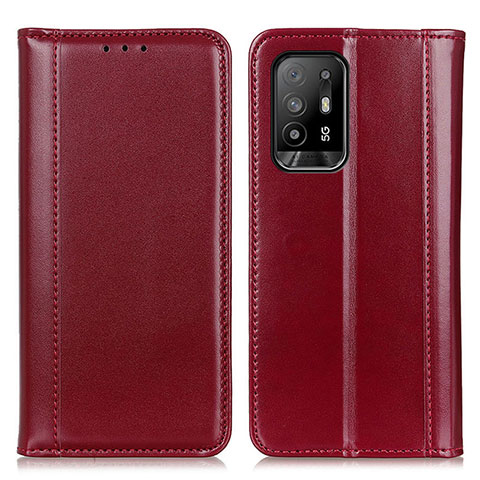 Funda de Cuero Cartera con Soporte Carcasa M05L para Oppo A94 5G Rojo