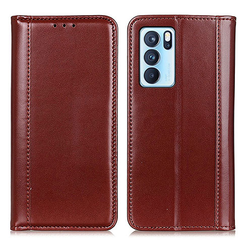 Funda de Cuero Cartera con Soporte Carcasa M05L para Oppo Reno6 Pro 5G India Marron