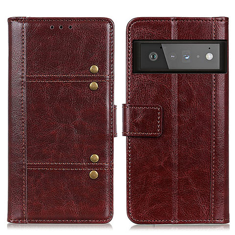 Funda de Cuero Cartera con Soporte Carcasa M06L para Google Pixel 6 Pro 5G Marron