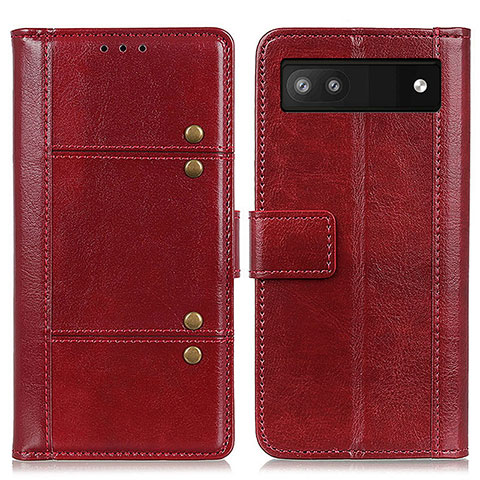 Funda de Cuero Cartera con Soporte Carcasa M06L para Google Pixel 6a 5G Rojo