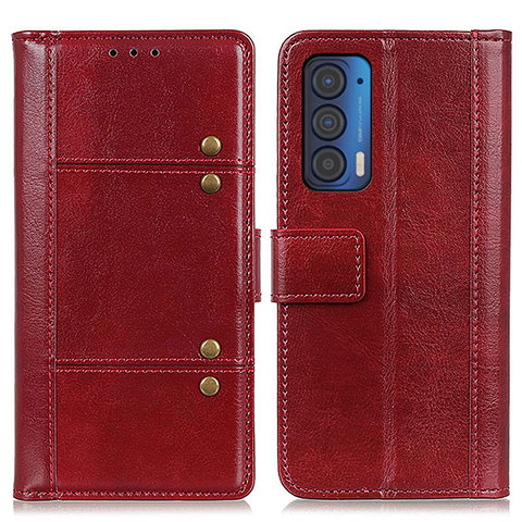 Funda de Cuero Cartera con Soporte Carcasa M06L para Motorola Moto Edge (2021) 5G Rojo