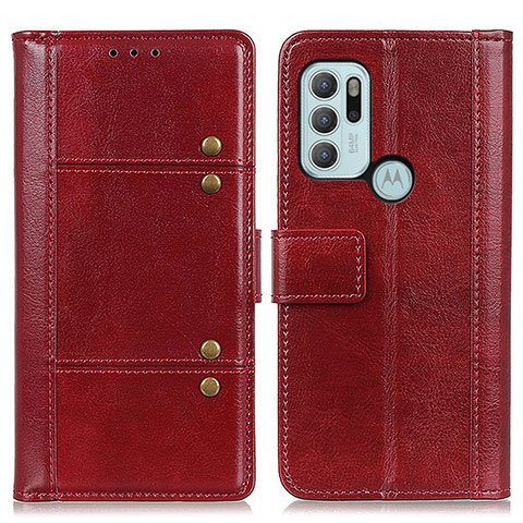 Funda de Cuero Cartera con Soporte Carcasa M06L para Motorola Moto G60s Rojo