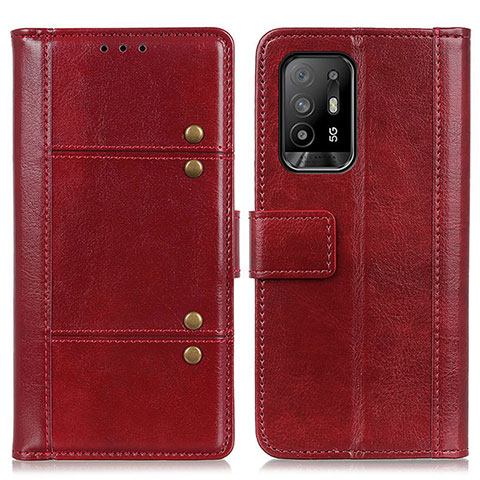 Funda de Cuero Cartera con Soporte Carcasa M06L para Oppo A94 5G Rojo