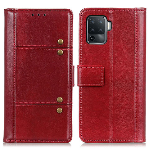 Funda de Cuero Cartera con Soporte Carcasa M06L para Oppo Reno5 F Rojo