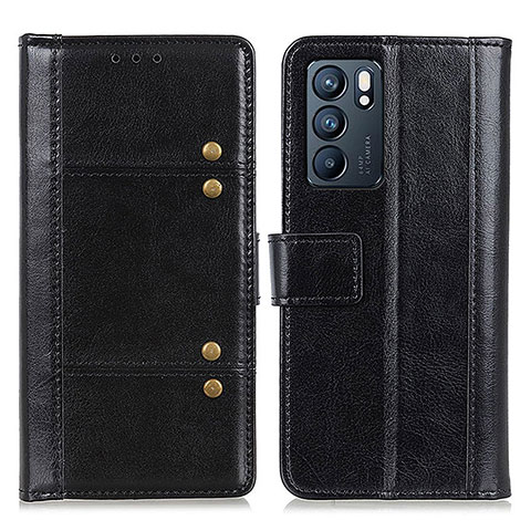 Funda de Cuero Cartera con Soporte Carcasa M06L para Oppo Reno6 5G Negro