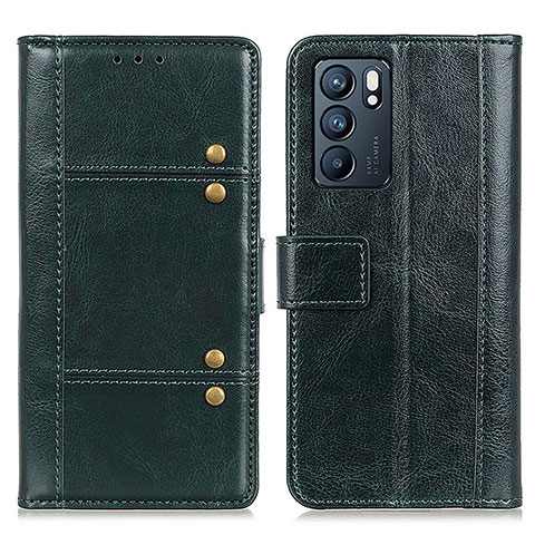 Funda de Cuero Cartera con Soporte Carcasa M06L para Oppo Reno6 5G Verde