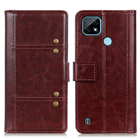 Funda de Cuero Cartera con Soporte Carcasa M06L para Realme C21 Marron