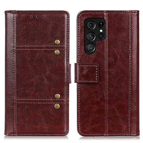 Funda de Cuero Cartera con Soporte Carcasa M06L para Samsung Galaxy S23 Ultra 5G Marron