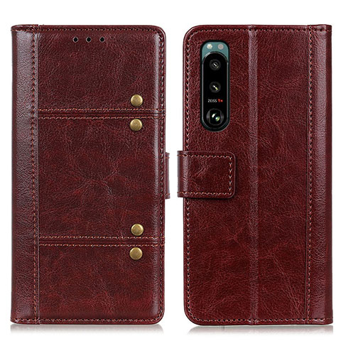 Funda de Cuero Cartera con Soporte Carcasa M06L para Sony Xperia 5 III Marron