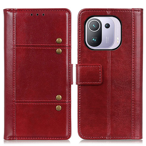 Funda de Cuero Cartera con Soporte Carcasa M06L para Xiaomi Mi 11 Pro 5G Rojo