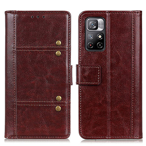 Funda de Cuero Cartera con Soporte Carcasa M06L para Xiaomi Poco M4 Pro 5G Marron