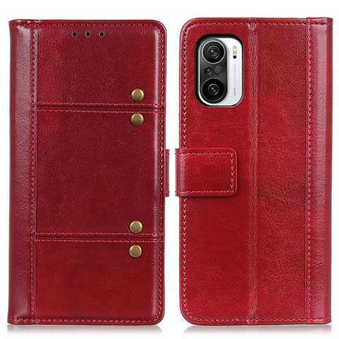 Funda de Cuero Cartera con Soporte Carcasa M06L para Xiaomi Redmi K40 Pro+ Plus 5G Rojo