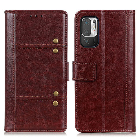 Funda de Cuero Cartera con Soporte Carcasa M06L para Xiaomi Redmi Note 10 5G Marron