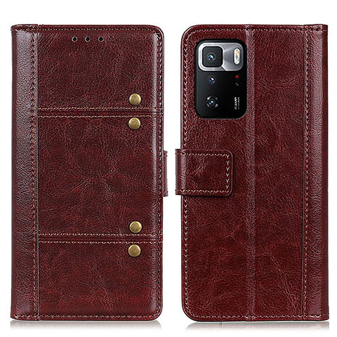 Funda de Cuero Cartera con Soporte Carcasa M06L para Xiaomi Redmi Note 10 Pro 5G Marron