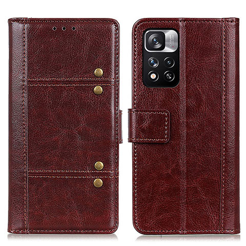 Funda de Cuero Cartera con Soporte Carcasa M06L para Xiaomi Redmi Note 11 Pro+ Plus 5G Marron