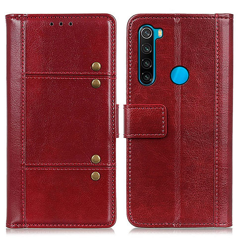 Funda de Cuero Cartera con Soporte Carcasa M06L para Xiaomi Redmi Note 8 (2021) Rojo