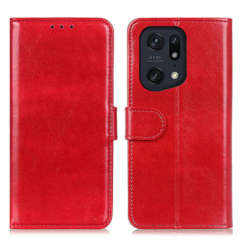 Funda de Cuero Cartera con Soporte Carcasa M07L para Oppo Find X5 Pro 5G Rojo