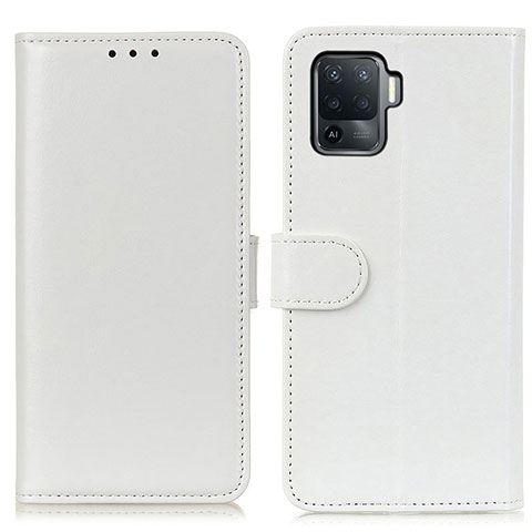 Funda de Cuero Cartera con Soporte Carcasa M07L para Oppo Reno5 F Blanco