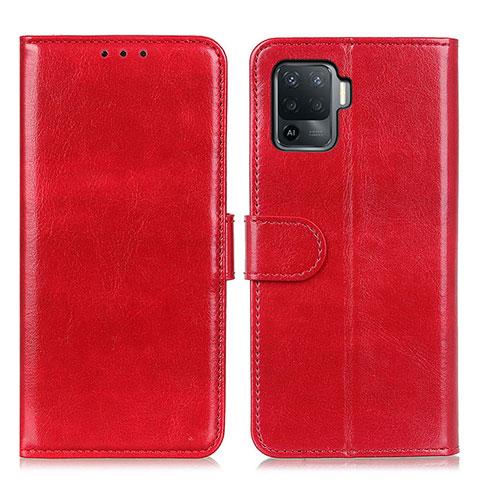 Funda de Cuero Cartera con Soporte Carcasa M07L para Oppo Reno5 Lite Rojo