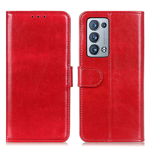 Funda de Cuero Cartera con Soporte Carcasa M07L para Oppo Reno6 Pro 5G Rojo