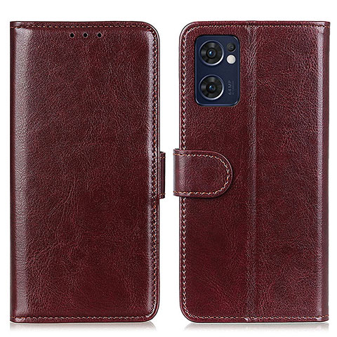 Funda de Cuero Cartera con Soporte Carcasa M07L para Oppo Reno7 5G Marron