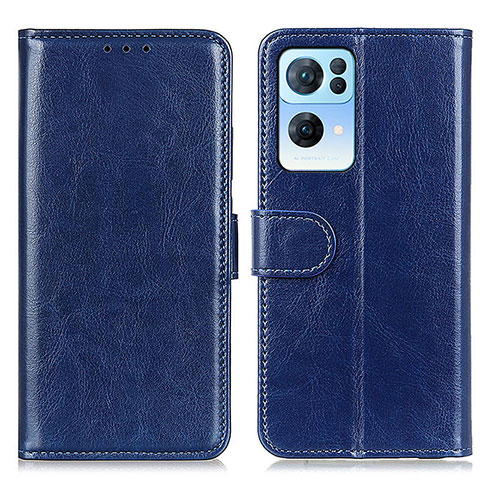 Funda de Cuero Cartera con Soporte Carcasa M07L para Oppo Reno7 Pro 5G Azul