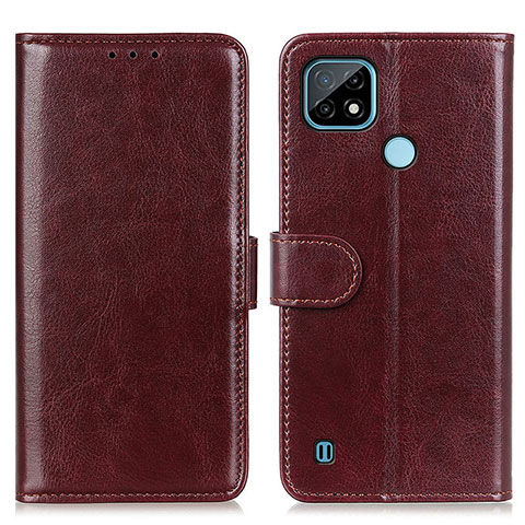 Funda de Cuero Cartera con Soporte Carcasa M07L para Realme C21 Marron