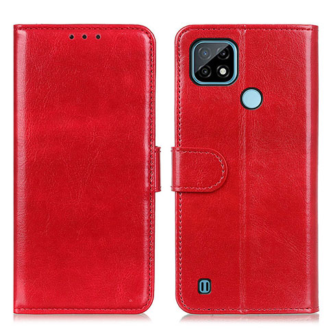 Funda de Cuero Cartera con Soporte Carcasa M07L para Realme C21 Rojo