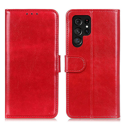 Funda de Cuero Cartera con Soporte Carcasa M07L para Samsung Galaxy S22 Ultra 5G Rojo