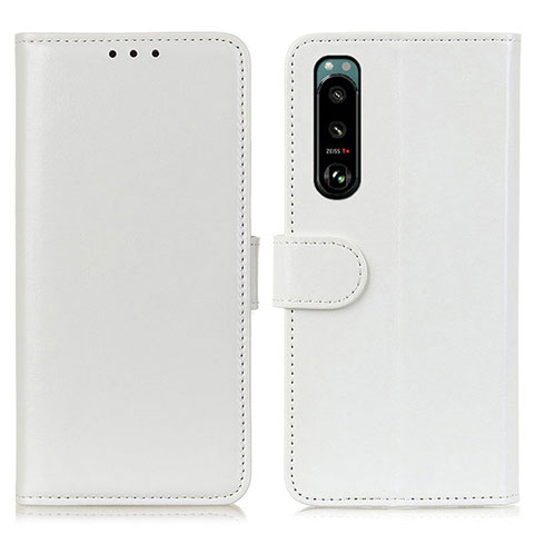 Funda de Cuero Cartera con Soporte Carcasa M07L para Sony Xperia 5 III Blanco