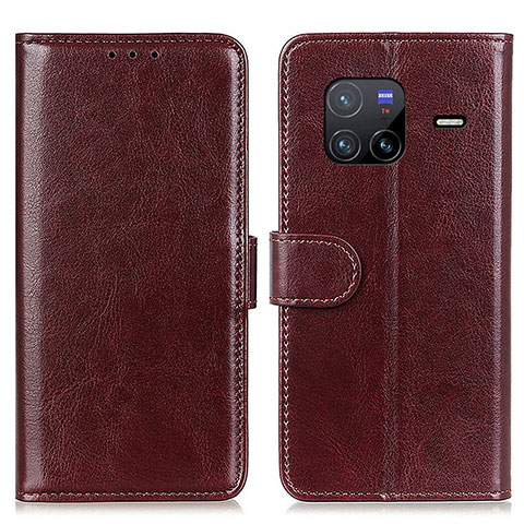 Funda de Cuero Cartera con Soporte Carcasa M07L para Vivo X80 5G Marron