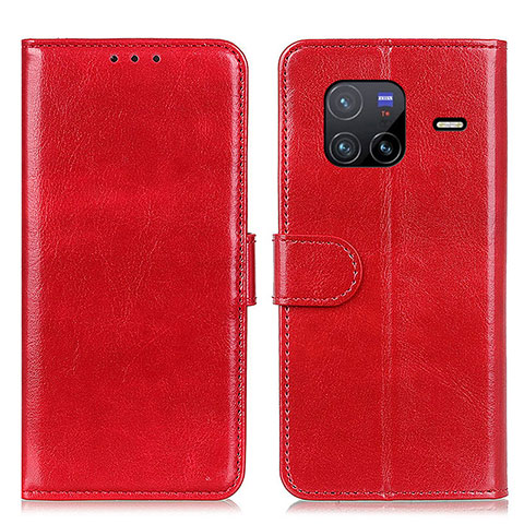 Funda de Cuero Cartera con Soporte Carcasa M07L para Vivo X80 5G Rojo