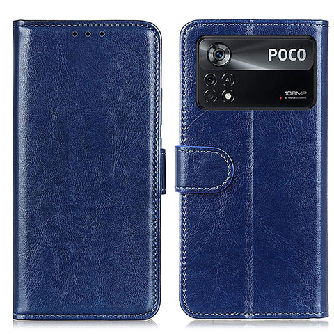 Funda de Cuero Cartera con Soporte Carcasa M07L para Xiaomi Poco X4 Pro 5G Azul