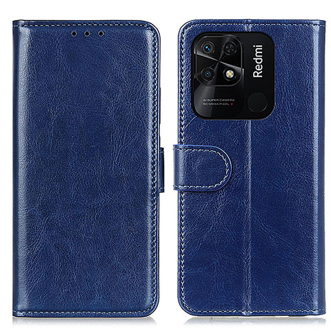 Funda de Cuero Cartera con Soporte Carcasa M07L para Xiaomi Redmi 10 India Azul