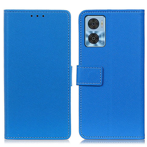 Funda de Cuero Cartera con Soporte Carcasa M08L para Motorola Moto E22 Azul