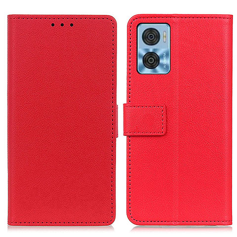 Funda de Cuero Cartera con Soporte Carcasa M08L para Motorola Moto E22 Rojo