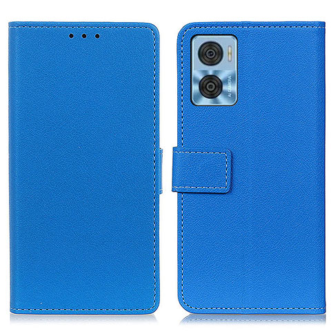 Funda de Cuero Cartera con Soporte Carcasa M08L para Motorola Moto E22i Azul