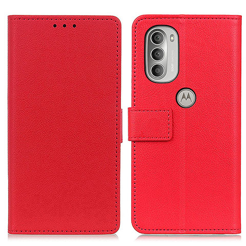 Funda de Cuero Cartera con Soporte Carcasa M08L para Motorola Moto G51 5G Rojo