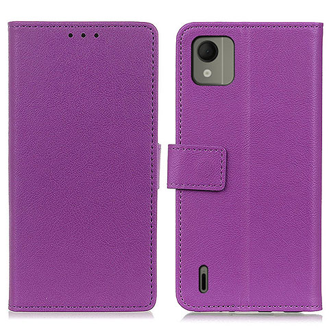 Funda de Cuero Cartera con Soporte Carcasa M08L para Nokia C110 Morado