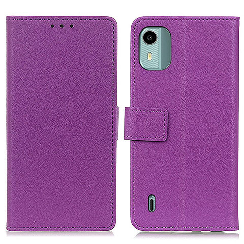 Funda de Cuero Cartera con Soporte Carcasa M08L para Nokia C12 Plus Morado