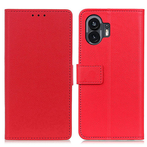 Funda de Cuero Cartera con Soporte Carcasa M08L para Nothing Phone 2 Rojo