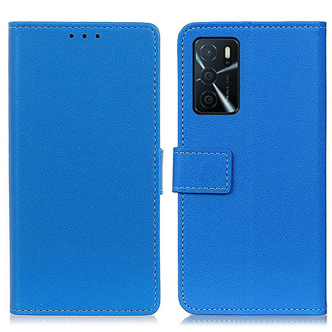 Funda de Cuero Cartera con Soporte Carcasa M08L para Oppo A16 Azul