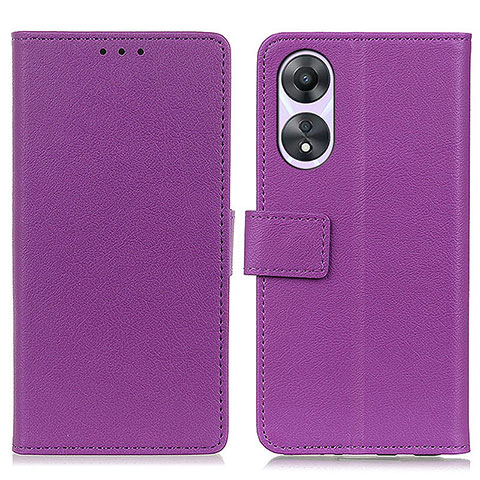 Funda de Cuero Cartera con Soporte Carcasa M08L para Oppo A18 Morado